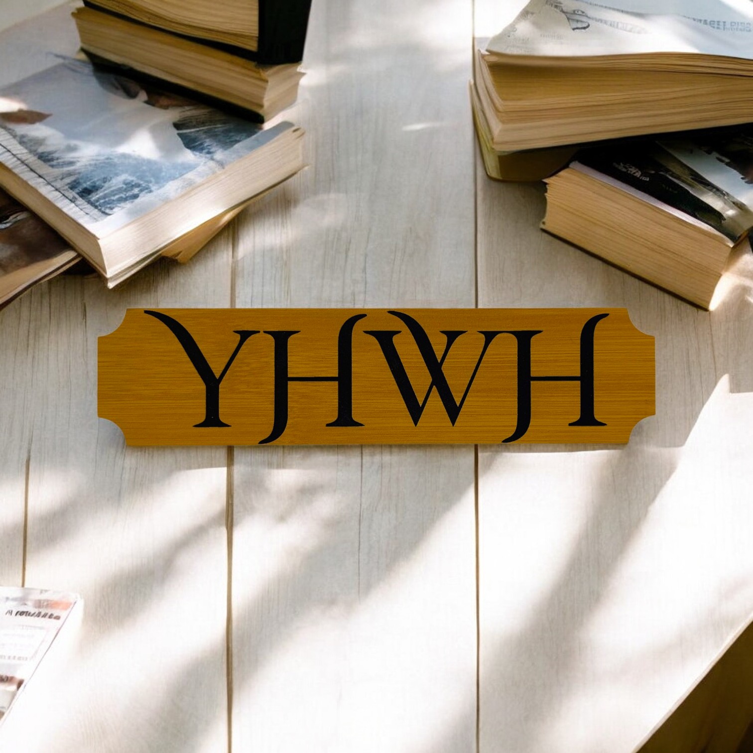 'YHWH' - Custom Laser Engraved on a Leatherette Bookmark