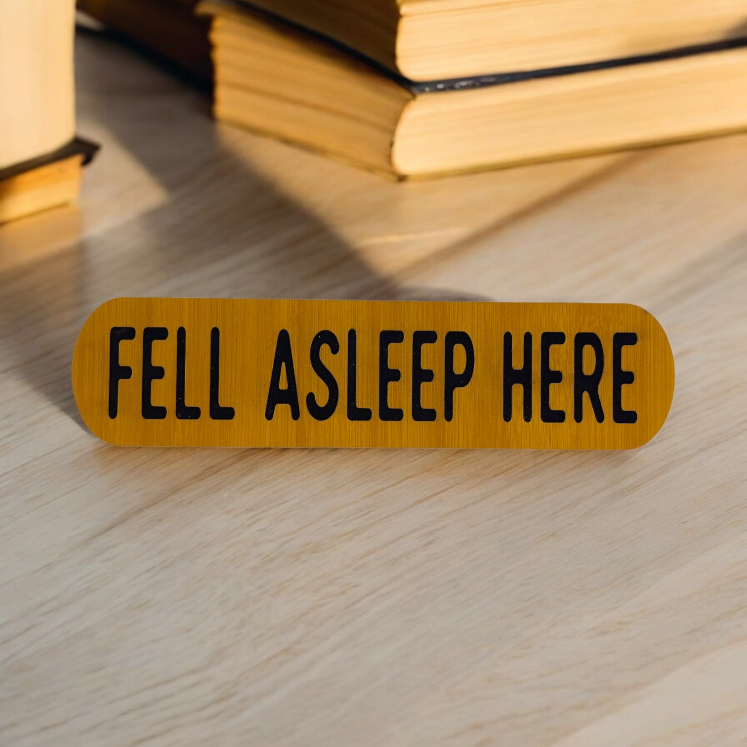 'Fell Asleep Here' - Custom Laser Engraved on a Bamboo Leatherette Bookmark